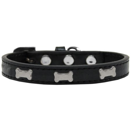 PET PAL Silver Bone Widget Dog CollarBlack Size 10 PE852781